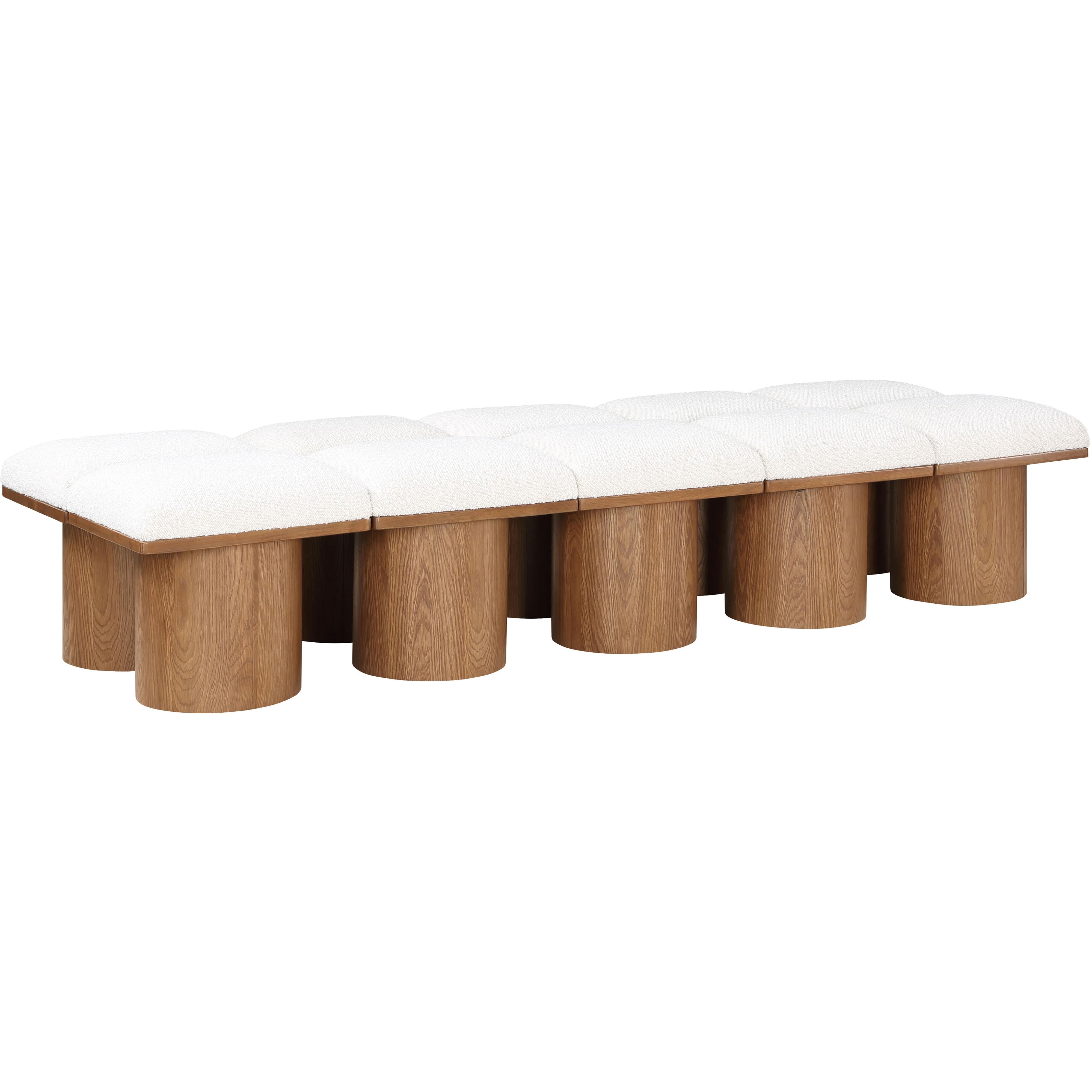 Meridian Pavilion Cream Boucle Fabric Bench