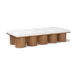 Meridian Pavilion Cream Boucle Fabric Bench