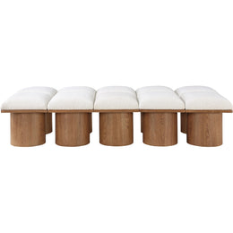 Meridian Pavilion Cream Boucle Fabric Bench