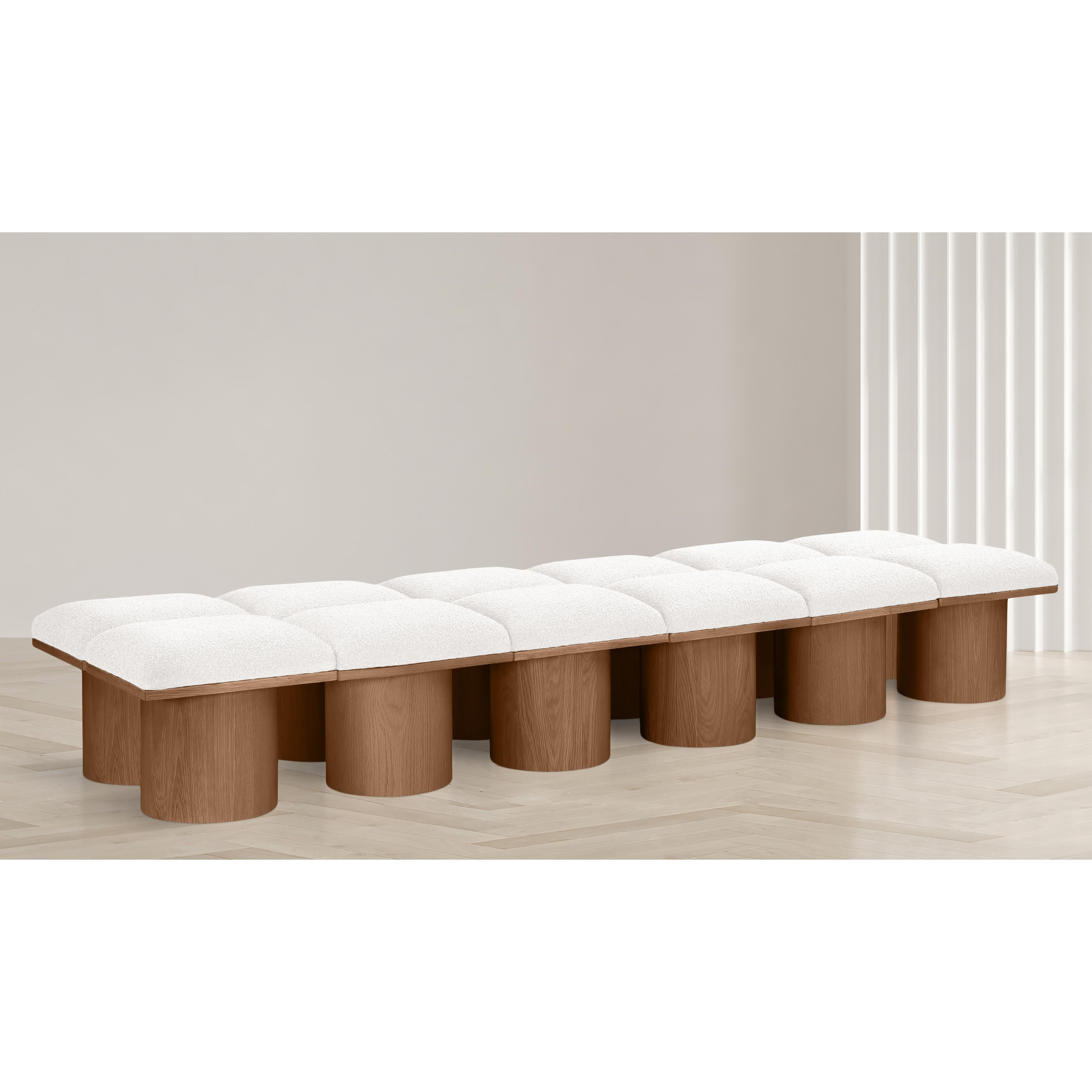 Meridian Pavilion Cream Boucle Fabric Bench