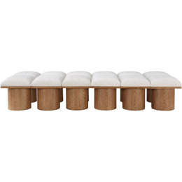 Meridian Pavilion Cream Boucle Fabric Bench