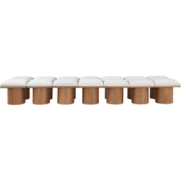 Meridian Pavilion Cream Boucle Fabric Bench