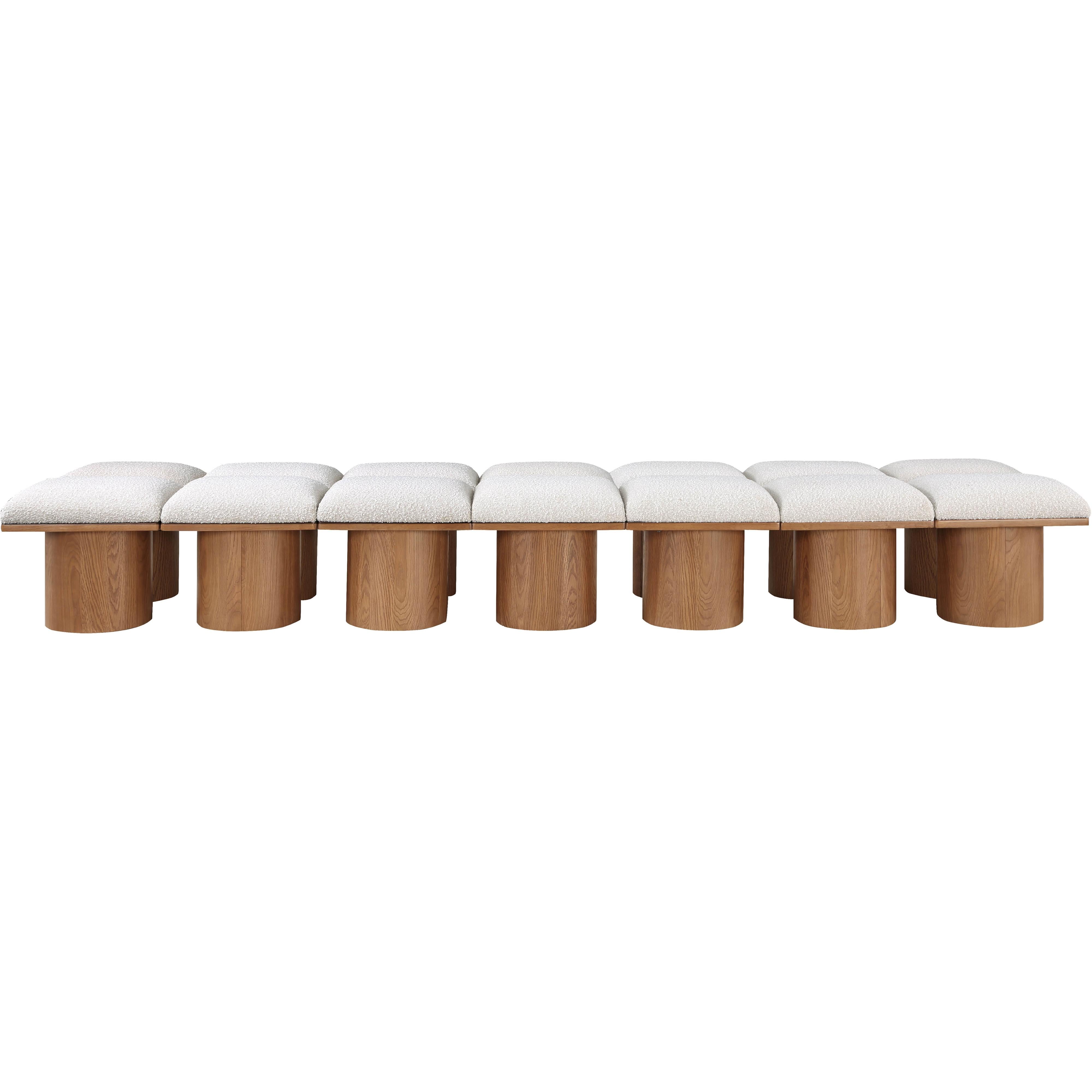 Meridian Pavilion Cream Boucle Fabric Bench