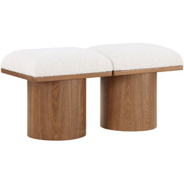 Meridian Pavilion Cream Boucle Fabric Bench