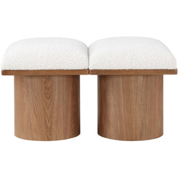 Meridian Pavilion Cream Boucle Fabric Bench