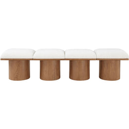 Meridian Pavilion Cream Boucle Fabric Bench
