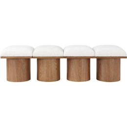 Meridian Pavilion Cream Boucle Fabric Bench