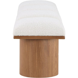 Meridian Pavilion Cream Boucle Fabric Bench