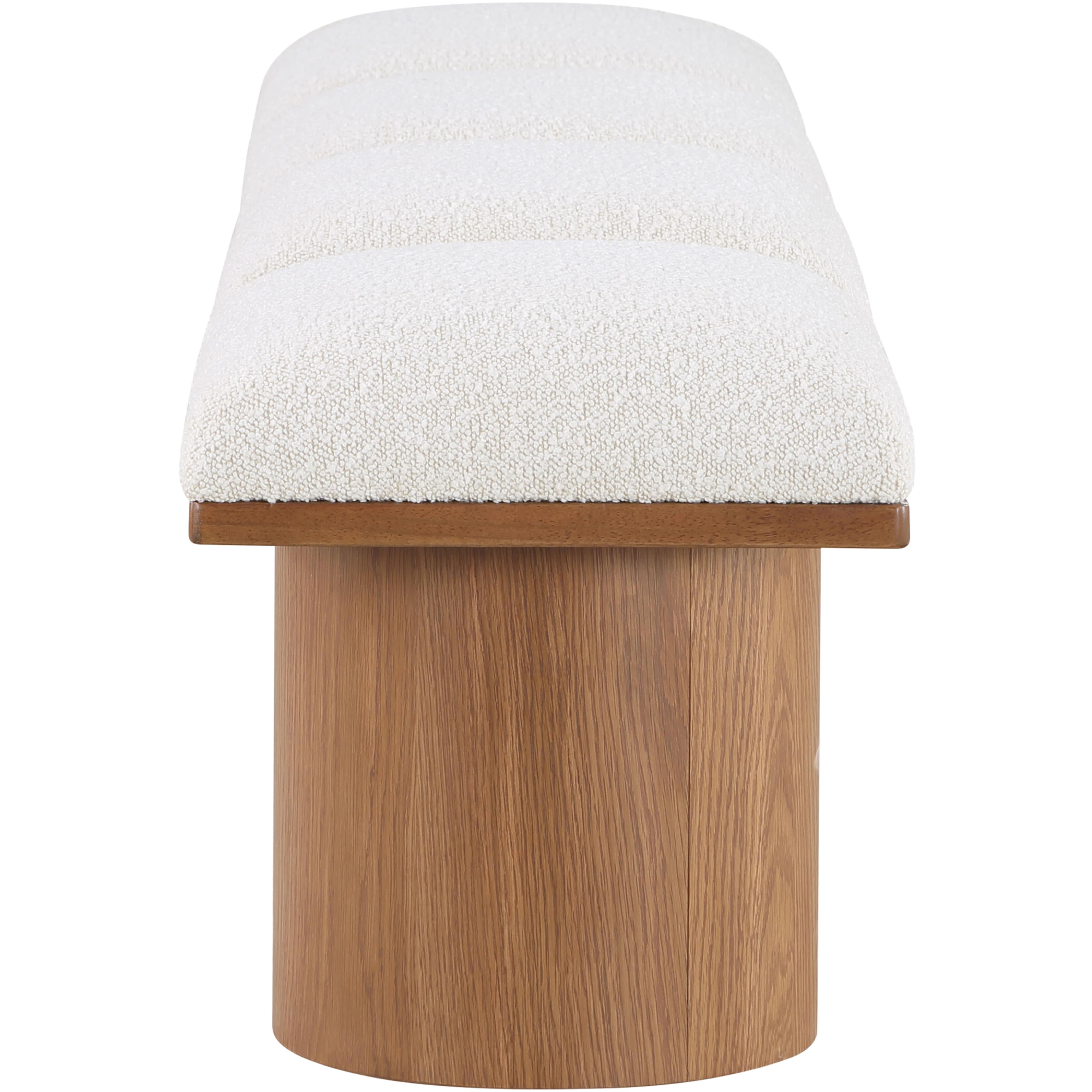 Meridian Pavilion Cream Boucle Fabric Bench
