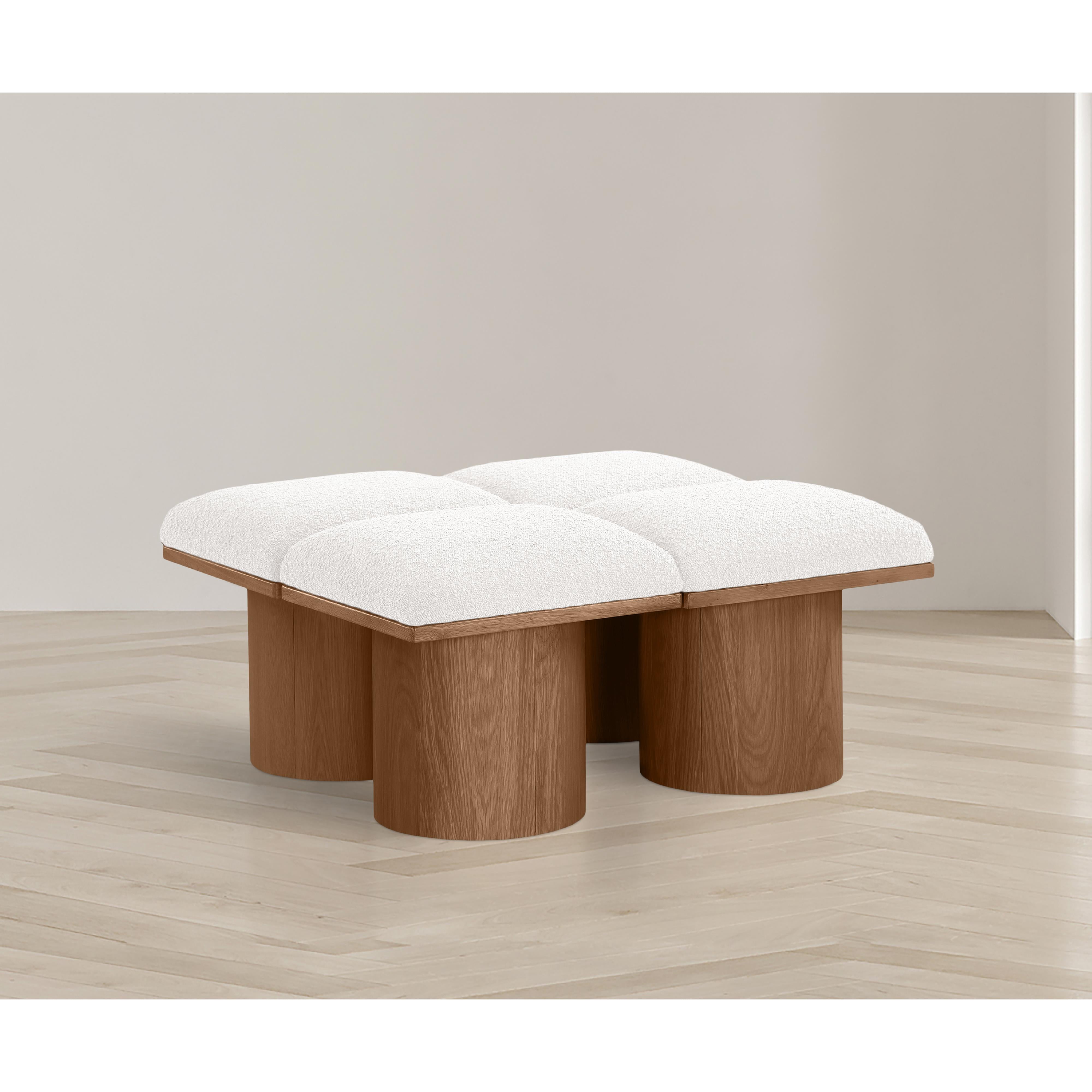 Meridian Pavilion Cream Boucle Fabric Bench