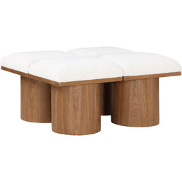 Meridian Pavilion Cream Boucle Fabric Bench