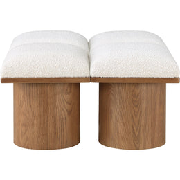 Meridian Pavilion Cream Boucle Fabric Bench
