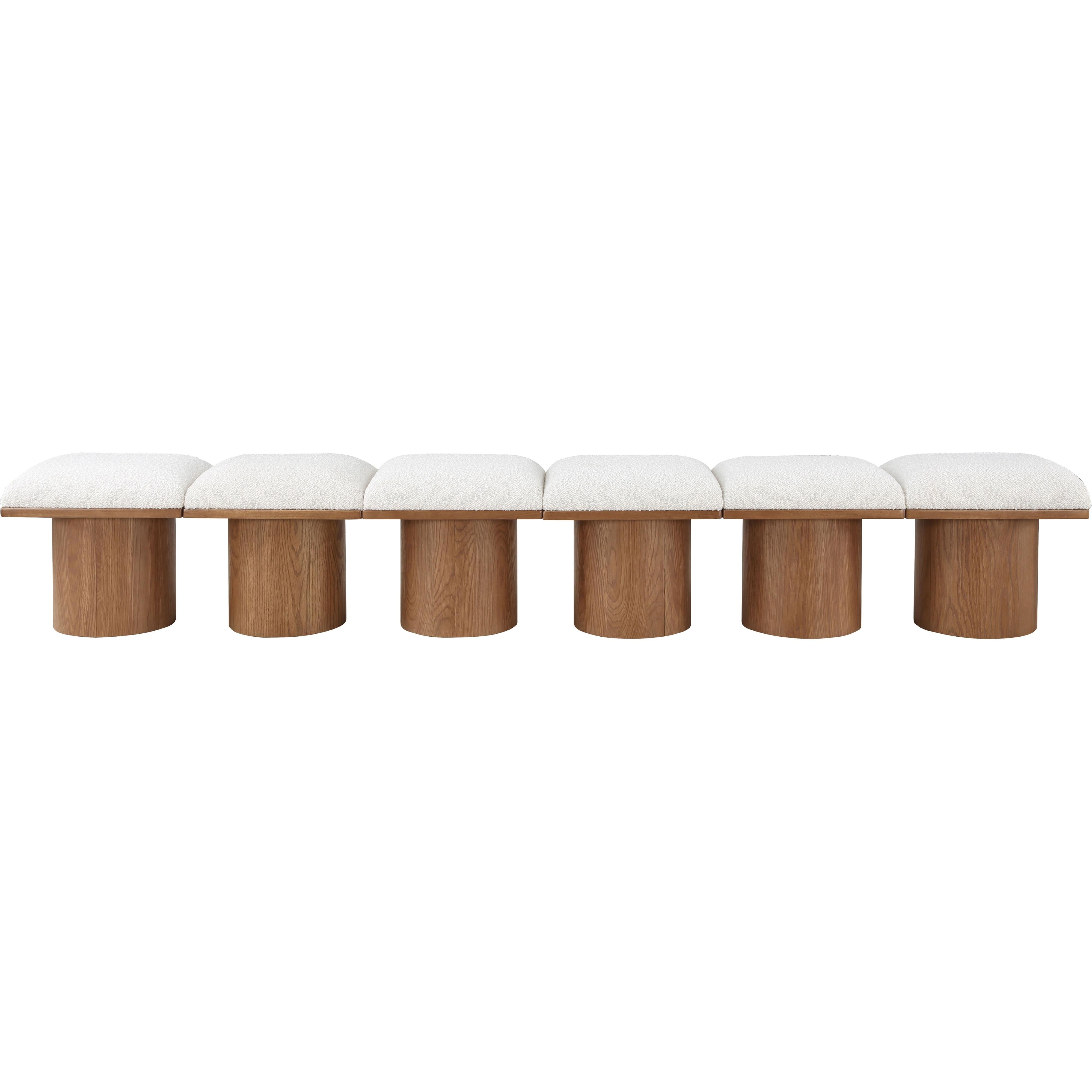 Meridian Pavilion Cream Boucle Fabric Bench