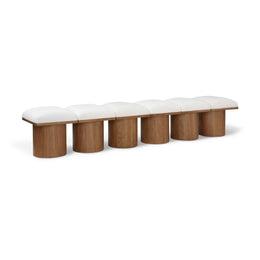 Meridian Pavilion Cream Boucle Fabric Bench