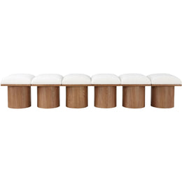 Meridian Pavilion Cream Boucle Fabric Bench
