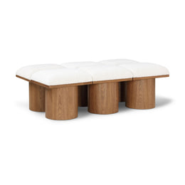Meridian Pavilion Cream Boucle Fabric Bench