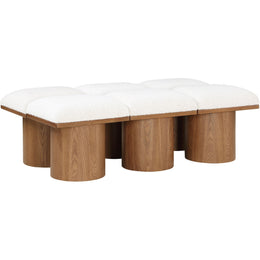 Meridian Pavilion Cream Boucle Fabric Bench
