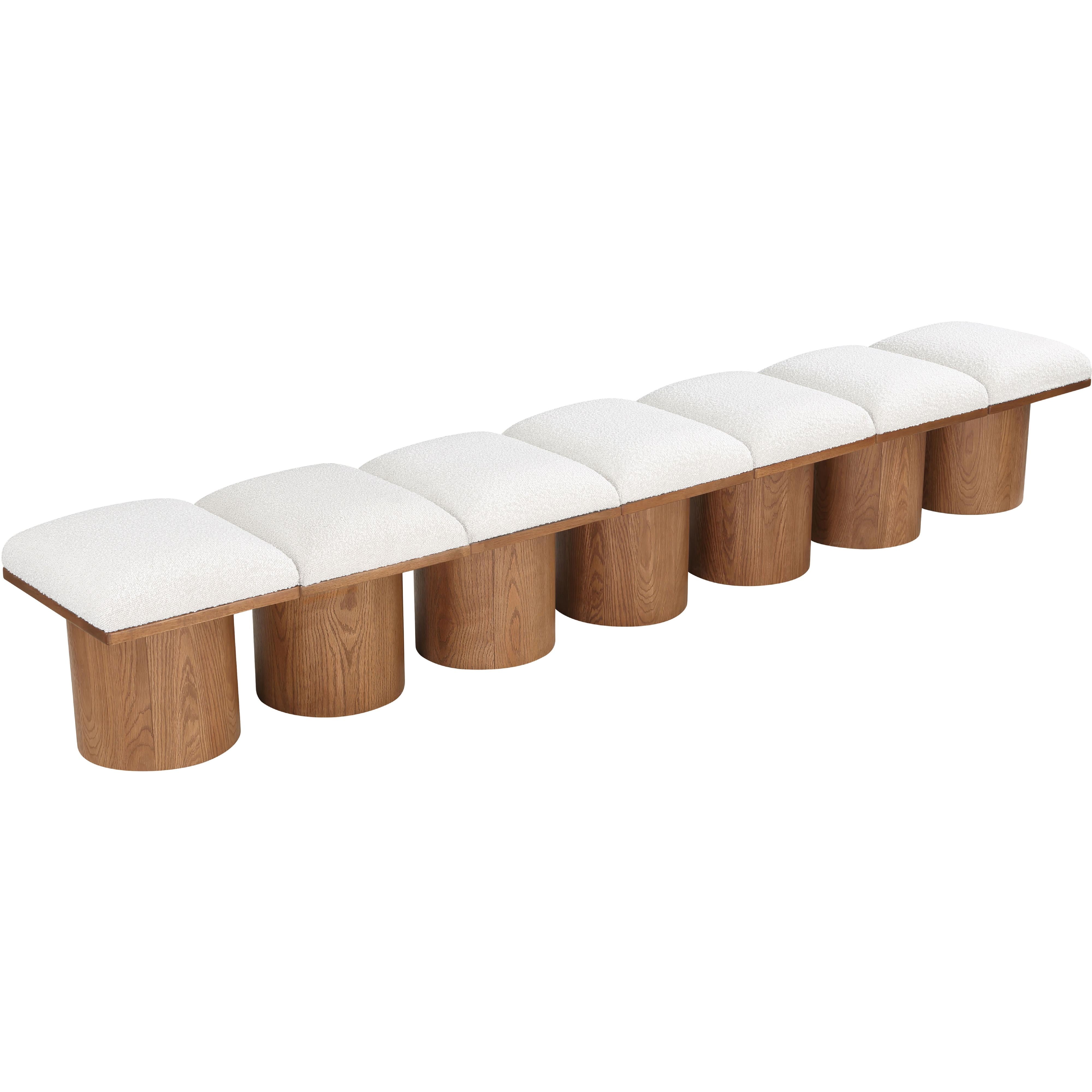 Meridian Pavilion Cream Boucle Fabric Bench