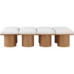 Meridian Pavilion Cream Boucle Fabric Bench