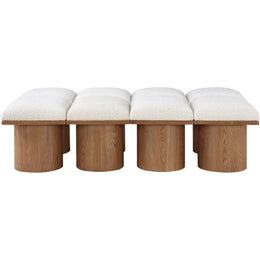 Meridian Pavilion Cream Boucle Fabric Bench