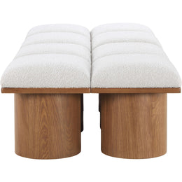 Meridian Pavilion Cream Boucle Fabric Bench