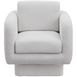 Meridian Alessandra Cream Chenille Fabric Swivel Accent Chair
