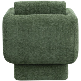 Meridian Alessandra Green Chenille Fabric Swivel Accent Chair