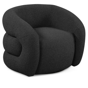 Meridian Roxbury Black Boucle Fabric Swivel Accent Chair