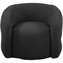 Meridian Roxbury Black Boucle Fabric Swivel Accent Chair