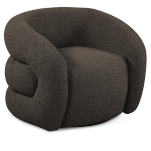 Meridian Roxbury Brown Boucle Fabric Swivel Accent Chair