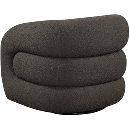Meridian Roxbury Brown Boucle Fabric Swivel Accent Chair