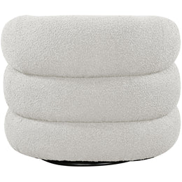 Meridian Roxbury Cream Boucle Fabric Swivel Accent Chair