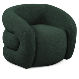 Meridian Roxbury Green Boucle Fabric Swivel Accent Chair