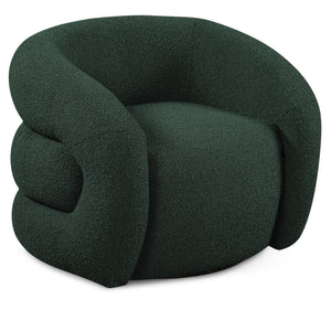 Meridian Roxbury Green Boucle Fabric Swivel Accent Chair