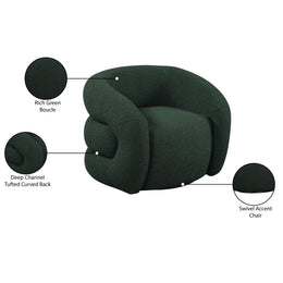 Meridian Roxbury Green Boucle Fabric Swivel Accent Chair