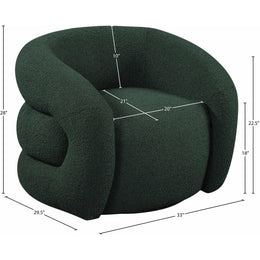 Meridian Roxbury Green Boucle Fabric Swivel Accent Chair