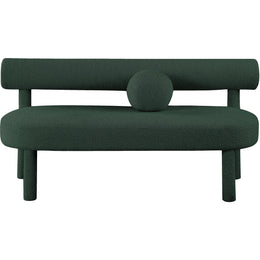 Meridian Parlor Green Boucle Fabric Bench