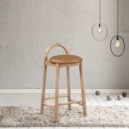 Meridian Calvin Cognac Vegan Leather Stool