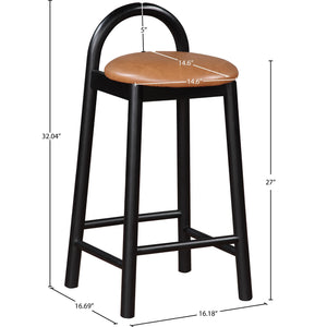 Meridian Calvin Cognac Vegan Leather Stool