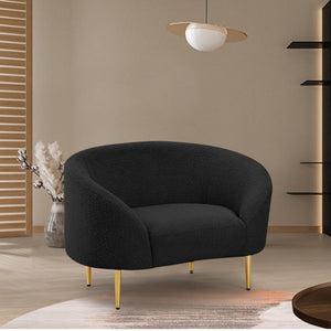 Meridian Ritz Black Boucle Fabric Chair