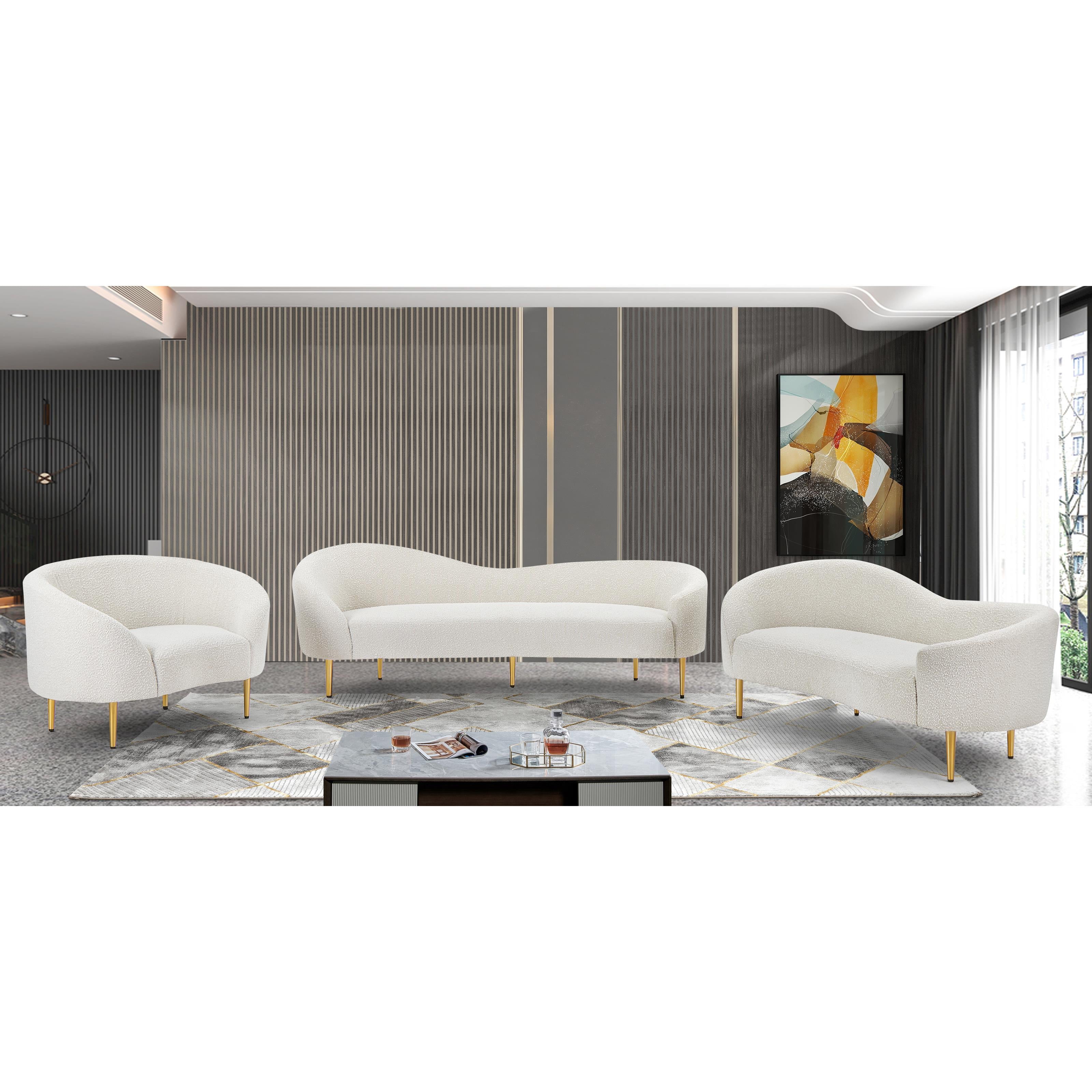 Meridian Ritz Cream Boucle Fabric Chair