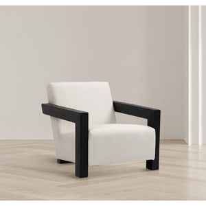 Meridian Ward Cream Linen Textured Fabric Accent Chair