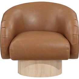 Meridian Gibson Cognac Vegan Leather Swivel Accent Chair