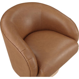 Meridian Gibson Cognac Vegan Leather Swivel Accent Chair