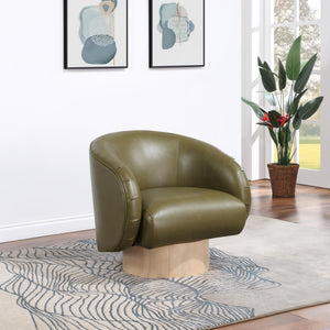 Meridian Gibson Olive Vegan Leather Swivel Accent Chair