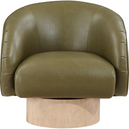 Meridian Gibson Olive Vegan Leather Swivel Accent Chair