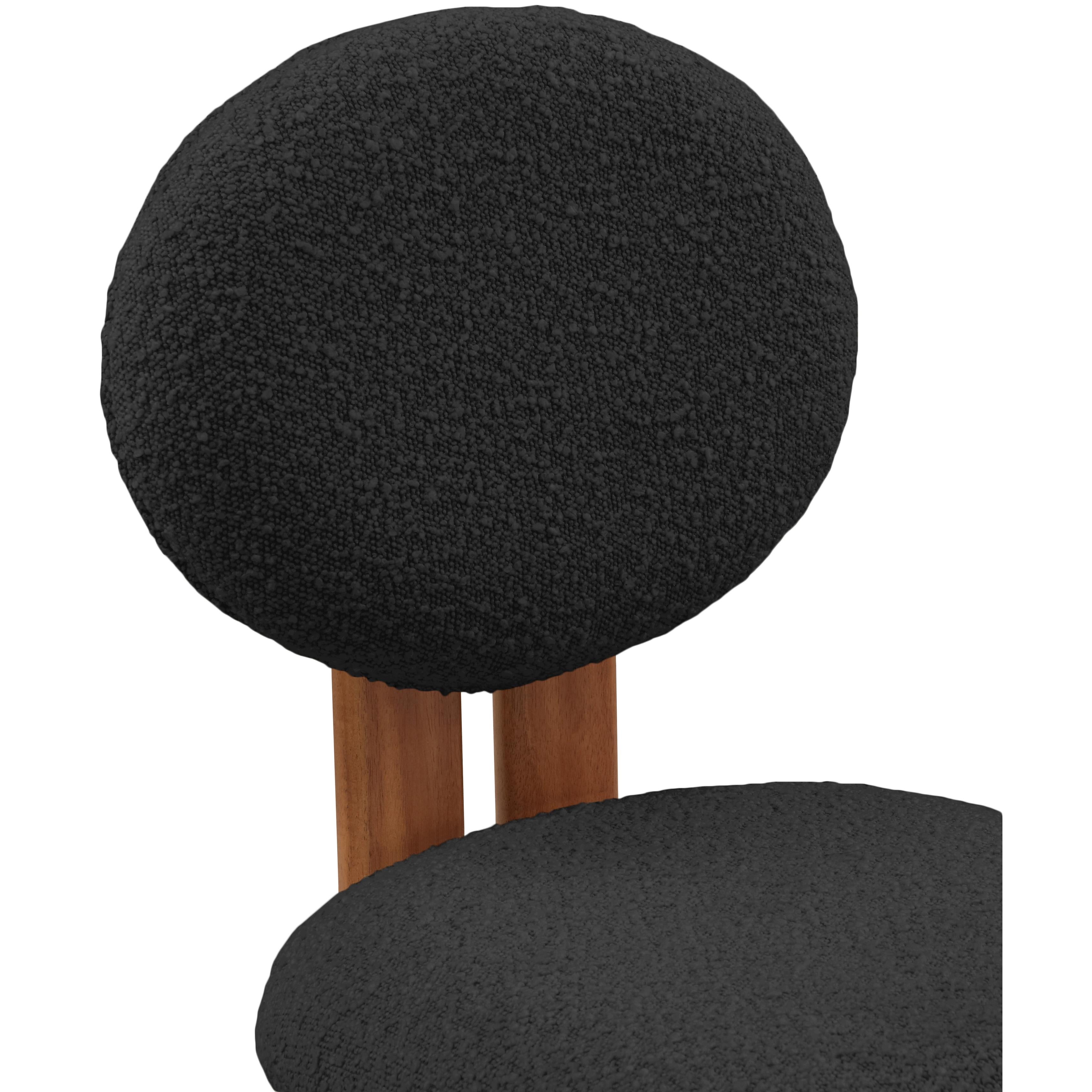 Meridian Napa Black Boucle Fabric Dining Chair