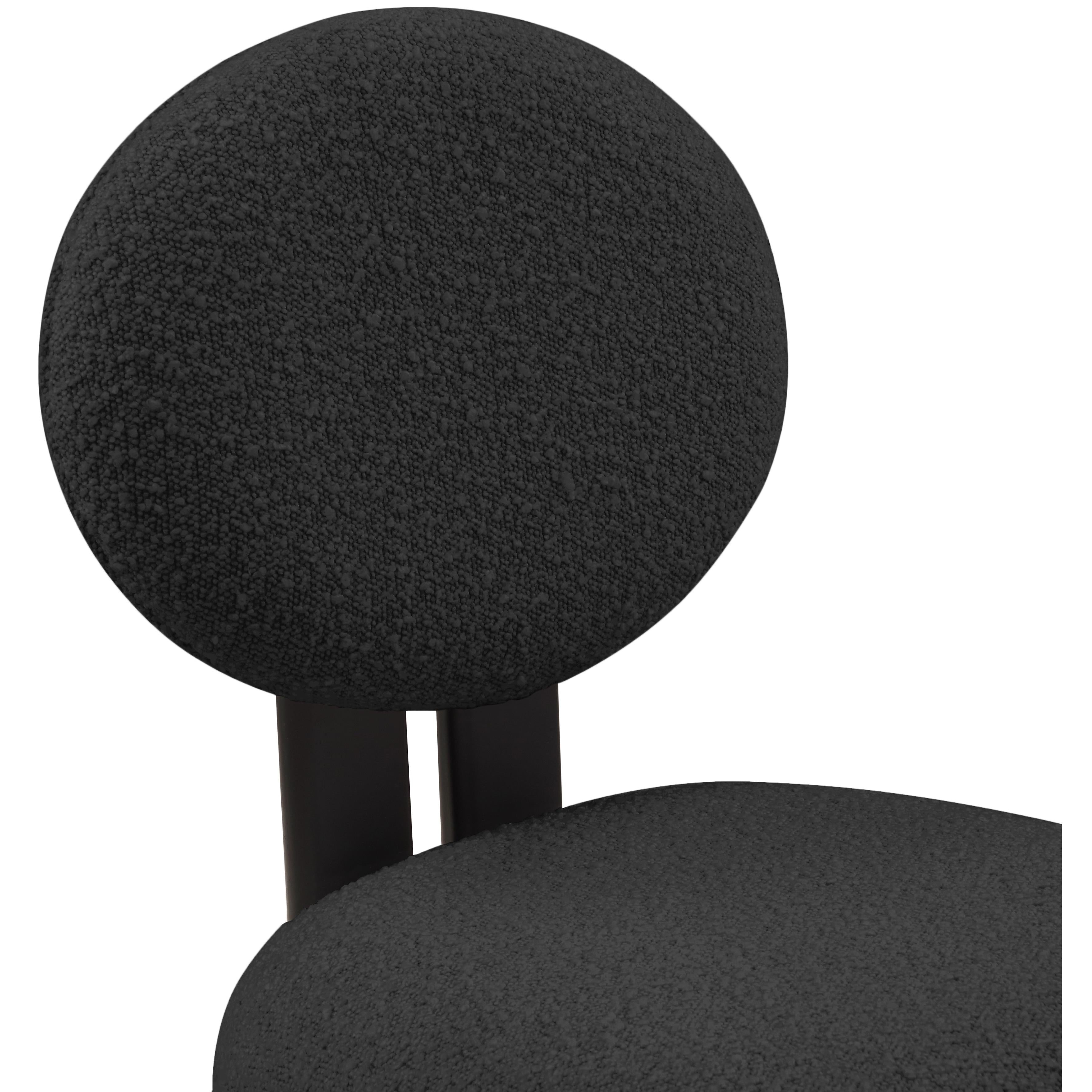 Meridian Napa Black Boucle Fabric Dining Chair