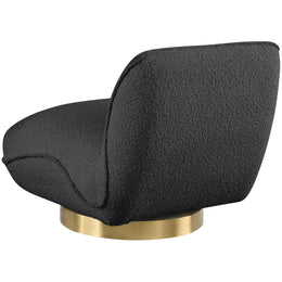 Meridian Geneva Black Boucle Fabric Swivel Accent Chair