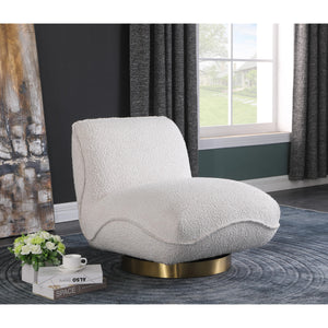 Meridian Geneva Cream Boucle Fabric Swivel Accent Chair